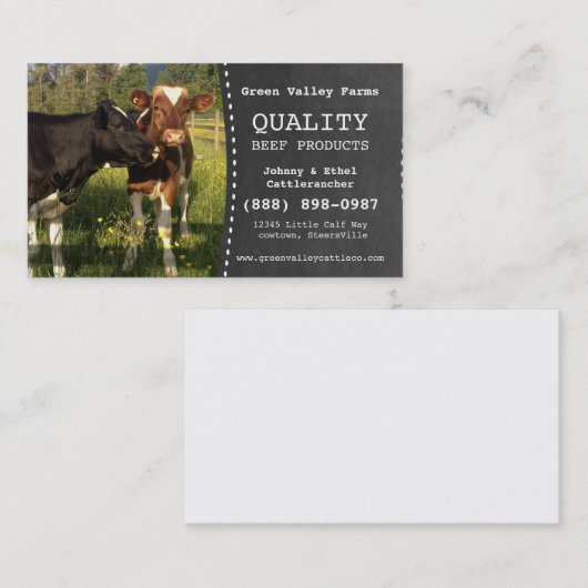 Rindfleisch-Produzent-Rinderfarm Visitenkarte (Vorne/Hinten)