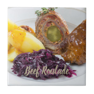 Rindfleisch Roulade mit Kartoffeln und rote Kohlk Fliese