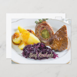 Rindfleisch Roulade mit Kartoffeln und rote Kohlkü Feiertagspostkarte