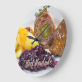 Rindfleisch Roulade mit Kartoffeln und rote Kohlkü Große Wanduhr (Winkel)