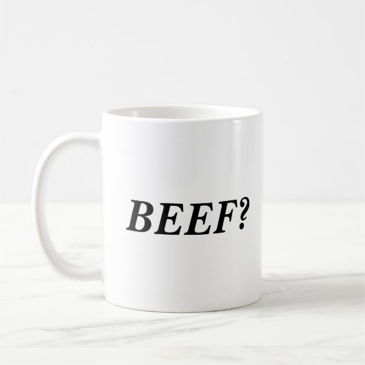 RINDFLEISCH? Wort-Tasse Kaffeetasse (Links)