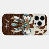 Rindleder Braunes Leder Juwelen Bogen Case-Mate iPhone Hülle (Rückseite (Horizontal))