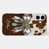 Rindleder Braunes Leder Juwelen Bogen Case-Mate iPhone Hülle (Rückseite (Horizontal))