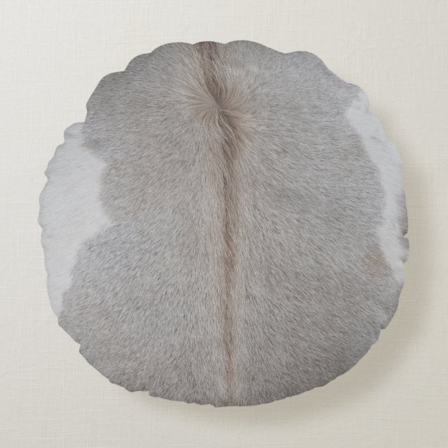Rindleder Rundes Kissen (Vorderseite)