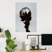 Rindrop, gefroren, auf Foto von Baumzweigen Poster (Heimbüro)