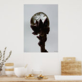 Rindrop, gefroren, auf Foto von Baumzweigen Poster (Küche)