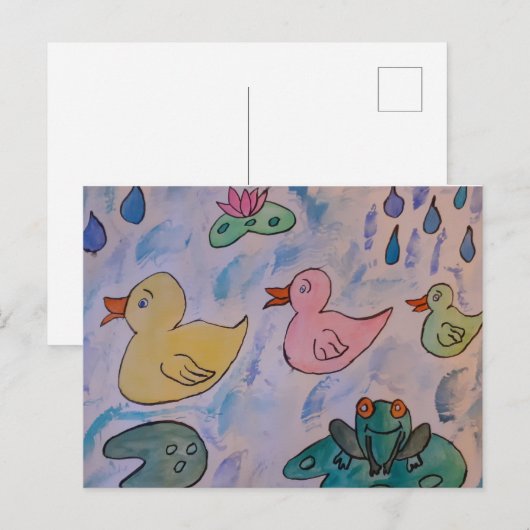 Rindropfen auf Ducklings Postkarte (Vorne/Hinten)