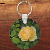 Rindropfen auf Gelben Rose Schlüsselanhänger (Vorderseite)
