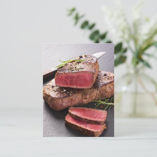 Rindsteak Postkarte (Stehend Vorderseite)