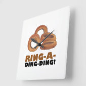 Ring-a-Ding-Fried Zwiebelring Funny Diner Food Quadratische Wanduhr (Winkel)