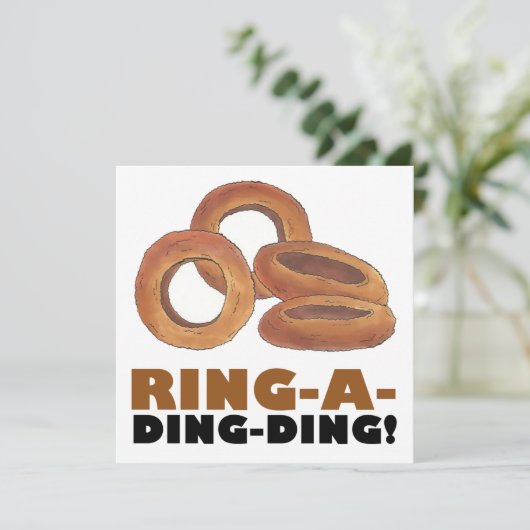 Ring-a-Ding-Zwiebel-Rings-Engagement-Partei Einladung (Stehend Vorderseite)