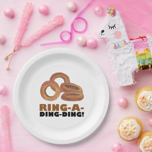 Ring-A-Ding-Zwiebelring Rings Junk Food Feinschmec Pappteller (Party)