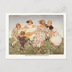 Ring A Round a Rosie Kinderzimmer Rhyme Postkarte