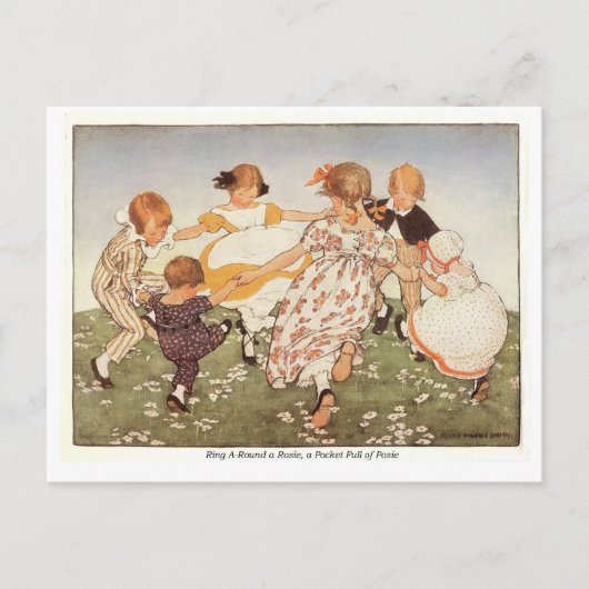 Ring A Round a Rosie Kinderzimmer Rhyme Postkarte (Vorderseite)