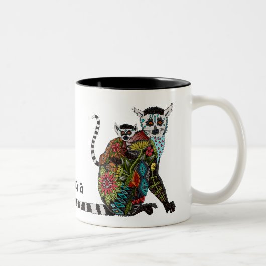 Ring angebundene Lemur-Liebe Zweifarbige Tasse (Rechts)