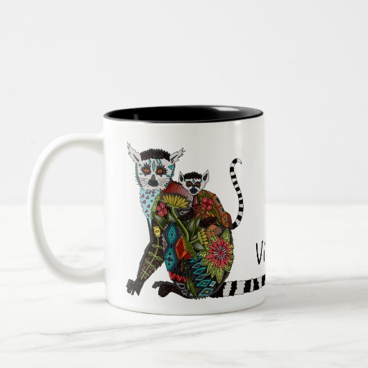 Ring angebundene Lemur-Liebe Zweifarbige Tasse (Links)