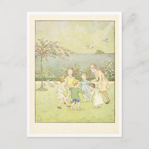 Ring Around the Rosy Vintage-Illustration Postkarte