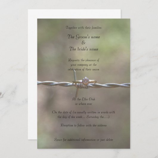 Ring auf Barbed Wire Hochzeit Einladung (Vorne/Hinten)