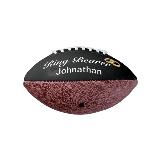 Ring Bearer Black White Faux Gold Wedding Rings Football (Gedreht 270)