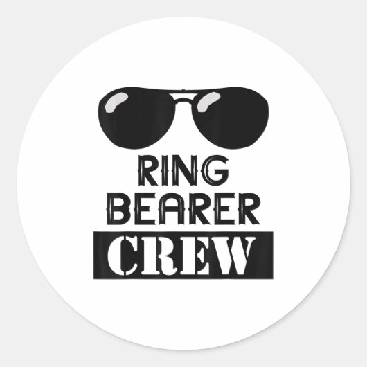Ring Bearer Crew Ring Wedding Party Sungl Security Runder Aufkleber (Vorderseite)