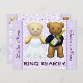 Ring Bearer - Einladung von Teddy Bears lilac Wedi (Vorne/Hinten)