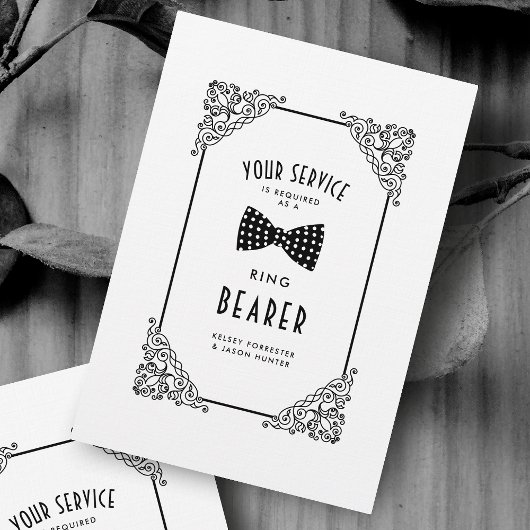 Ring Bearer Funny BW Bow Krawatte Vintag Geblüht