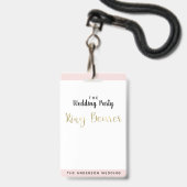 Ring Bearer Gold Wedding Party VIP Pass Abzeichen Ausweis (Front with Lanyard)