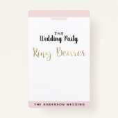 Ring Bearer Gold Wedding Party VIP Pass Abzeichen Ausweis (Rückseite)