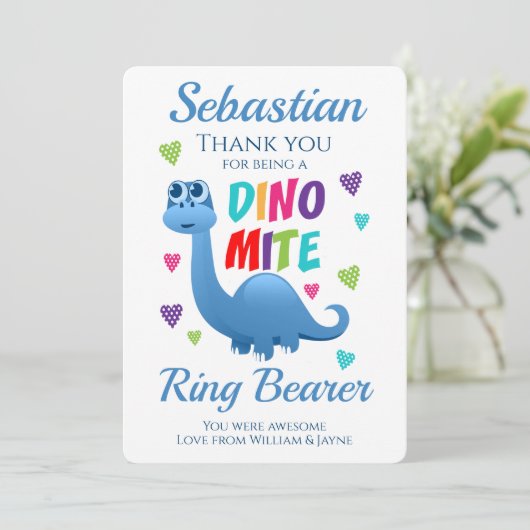 Ring Bearer Page Boy Danke Dinosaurier (Stehend Vorderseite)