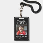 Ring Bearer Photo SECURITY Badge Black White Ausweis (Vorderseite mit Lanyard)