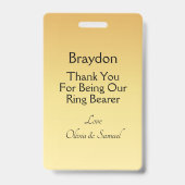 Ring Bearer Photo SECURITY Badge Golden Flowers Ausweis (Back)