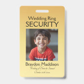 Ring Bearer Photo SECURITY Badge Golden Flowers Ausweis (Front)