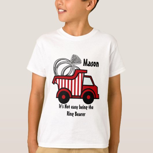 Ring Bearer Red Dump Truck T-Shirt (Vorderseite)