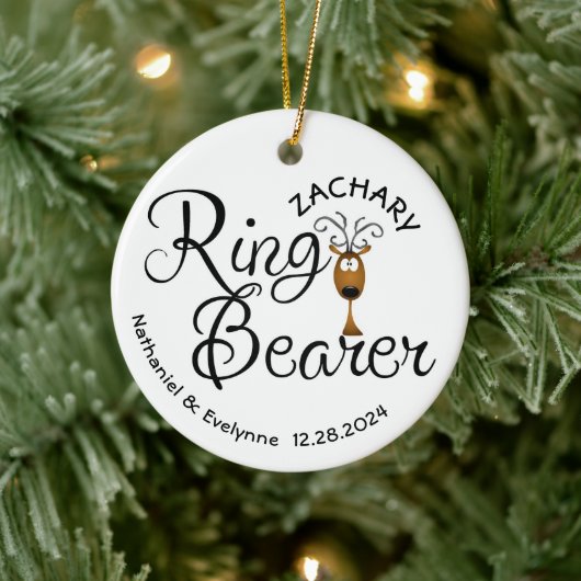 Ring Bearer Rentier Weihnachten Keramik Ornament (Baum)