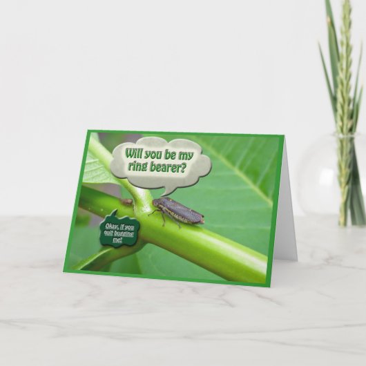 Ring Bearer Request Sharpshooter Leaf Hopper Card Einladung (Vorderseite)