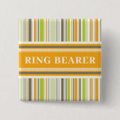RING BEARER Retro Orange Green Stripes Wedding Button (Vorderseite)