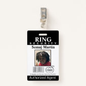 Ring Bearer Security Abzeichen Ausweis (Vorderseite mit Klammer)