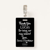 Ring Bearer Security Abzeichen Ausweis (Rückseite mit Klammer)