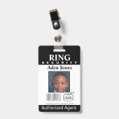 Ring Bearer Security Abzeichen Ausweis (Vorderseite mit Clip)