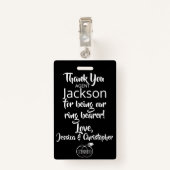 Ring Bearer Security Abzeichen Ausweis (Rückseite mit Klammer)