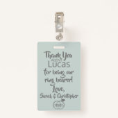 Ring Bearer Security Abzeichen Ausweis (Rückseite mit Klammer)