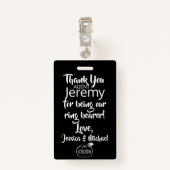 Ring Bearer Security Abzeichen Ausweis (Rückseite mit Klammer)