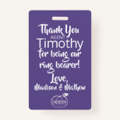 Ring Bearer Security Abzeichen Ausweis (Rückseite)