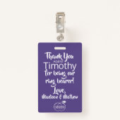 Ring Bearer Security Abzeichen Ausweis (Rückseite mit Klammer)