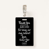 Ring Bearer Security Abzeichen Ausweis (Rückseite mit Klammer)