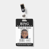 Ring Bearer Security Abzeichen Ausweis (Vorderseite mit Clip)