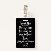 Ring Bearer Security Abzeichen Ausweis (Rückseite mit Klammer)