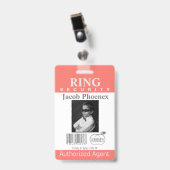 Ring Bearer Security Abzeichen Ausweis (Vorderseite mit Clip)