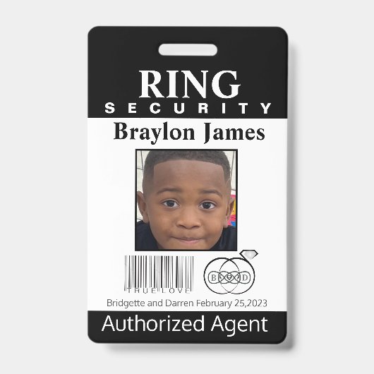 Ring Bearer Security Abzeichen Ausweis (Vorderseite)