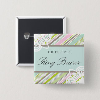RING BEARER Sweet Garden Streifen Wedelname Tag Button
